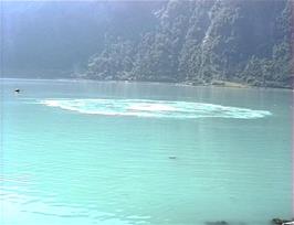A strange swirling vortex in the fjord near Gaupne